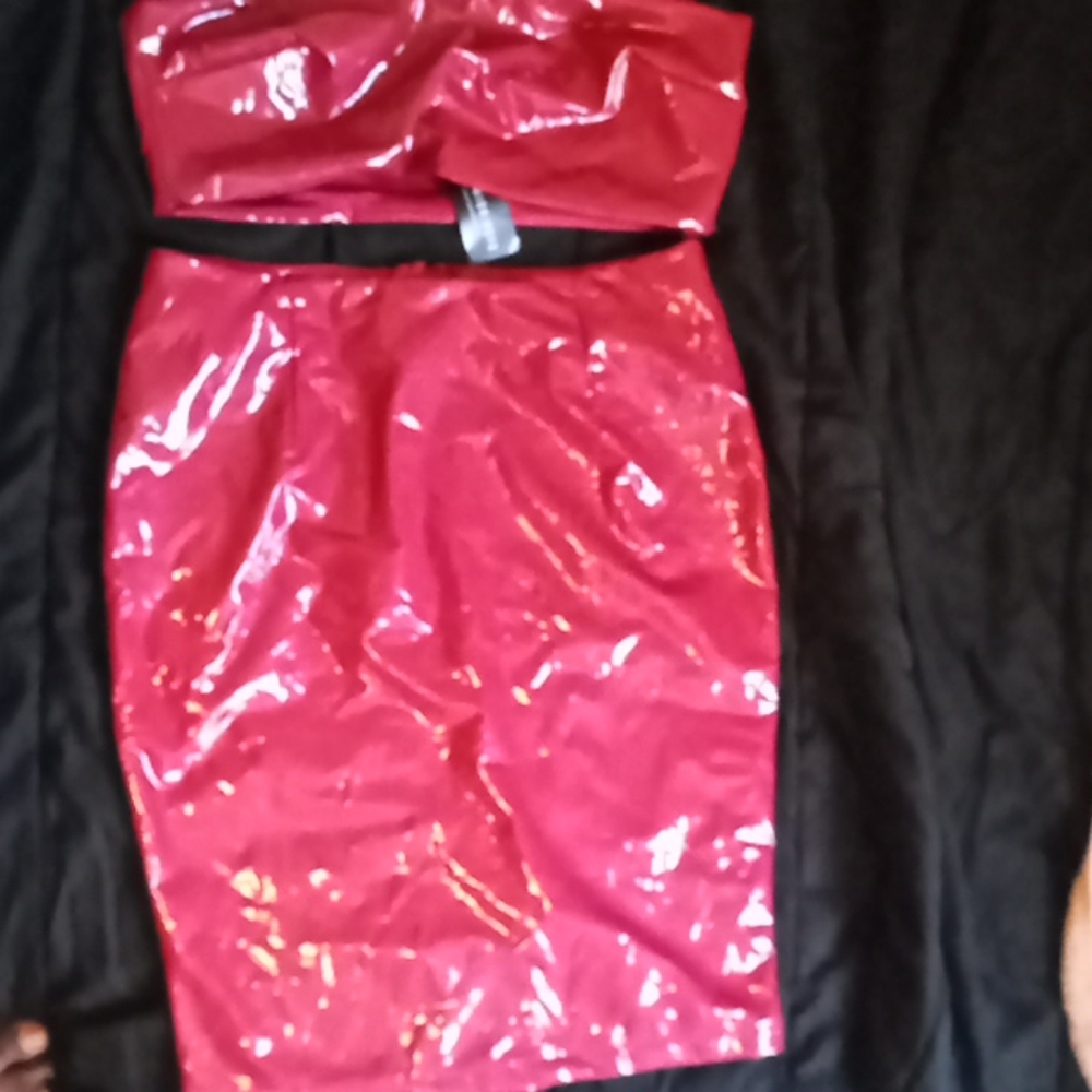 Fashion Nova two piece fabric rust set